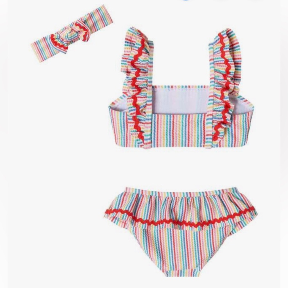 Andy & Evan Rainbow Seersucker Bikini 3 Pieces Set - Picture 6 of 10